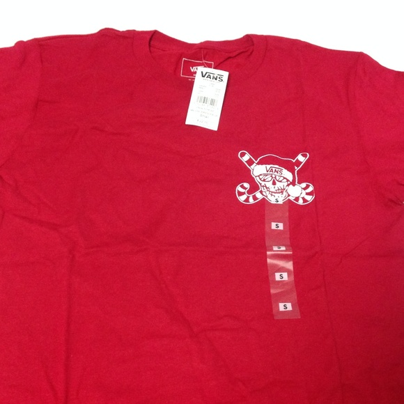 New Vans Men's Tshirt Crew Neck Long Sleeve Red - Picture 2 of 4